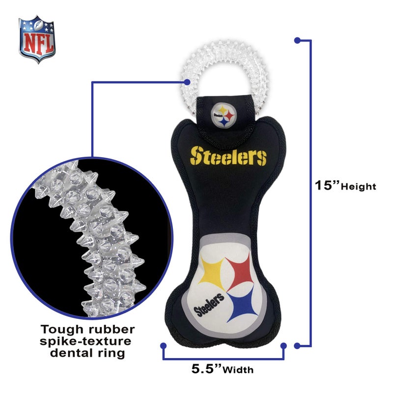 Pets First NFL Pittsburgh Steelers Dental Dog TUG Toy with Squeaker. Tough PET Toy for Healthy Fun, Teething & Cleaning Pet's Teeth & Gum., Team Color, one Size (PIT-3310) - Image 5